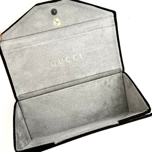 Gucci Leather GG Monogram Foldable Triangle Sunglasses Hard Case Dark Brown main image 6